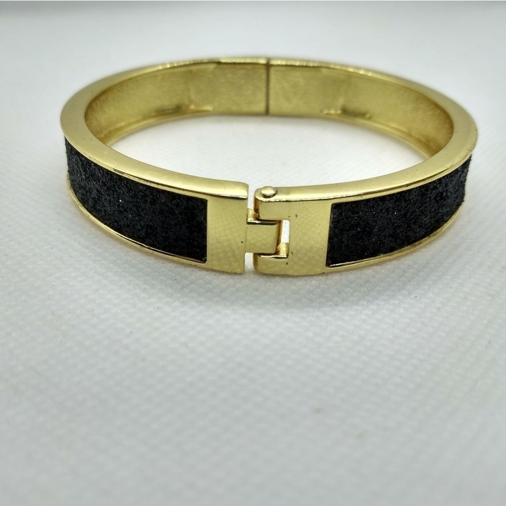 Black sparkle glitter bracelet cuff‎